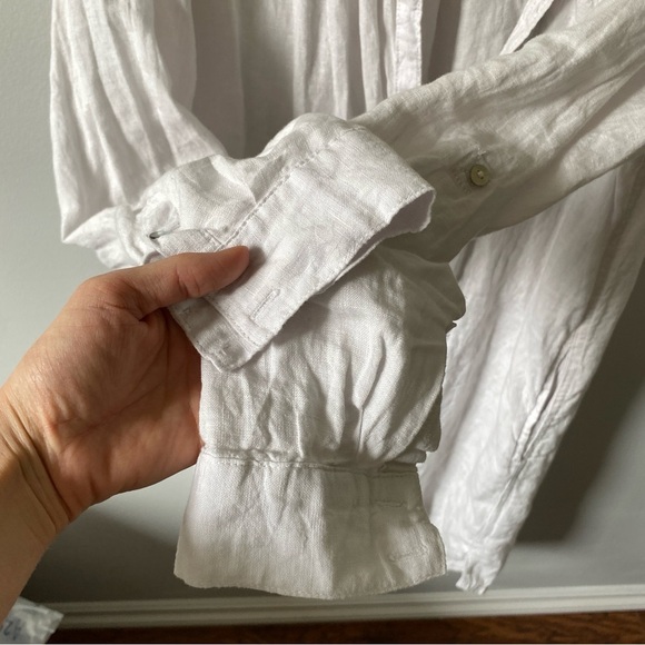 C&C California 100% Linen Off White Long Button Down Shirt Small - Picture 6 of 14